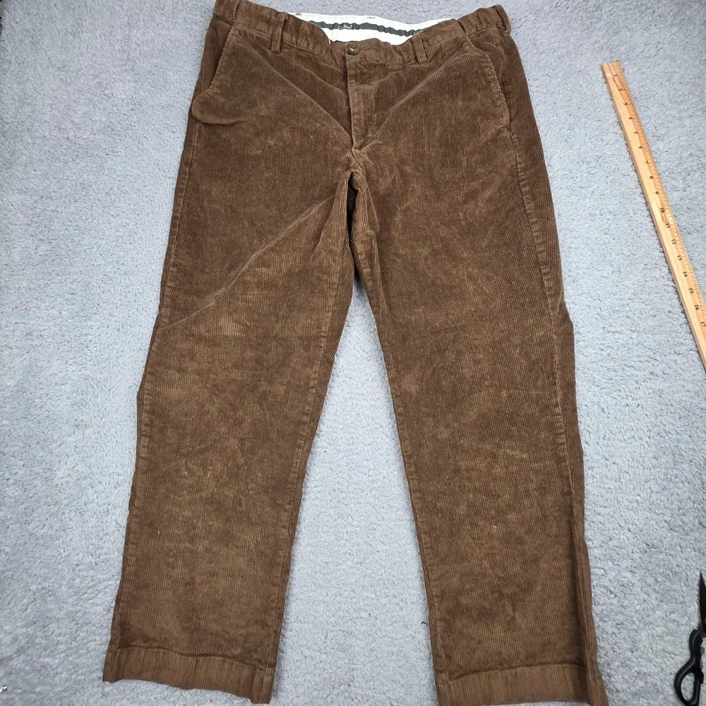 LL Bean Corduroy Pants Mens 38x29 Brown Comfort Waist Stretch Chino